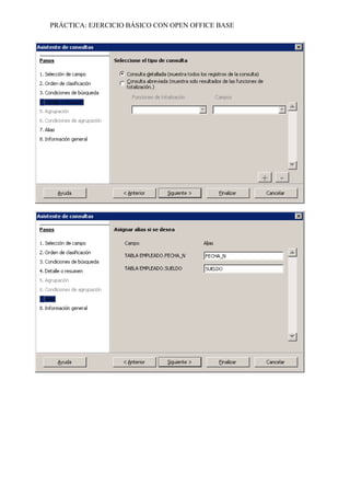 Practica ejercicio básico con Open Office Base | PDF