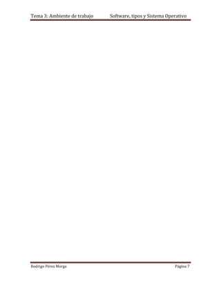 Tema 3: Ambiente de trabajo   Software, tipos y Sistema Operativo




Rodrigo Pérez Morga                                        Página 7
 