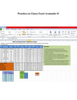 Practica en Clases Excel Avanzado #1
 