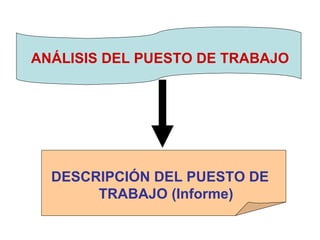 ANÁLISIS DEL PUESTO DE TRABAJO DESCRIPCIÓN DEL PUESTO DE TRABAJO (Informe) 