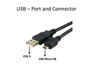 USB – Port and Connector

USB A

USB Micro AB

 