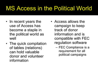 Political Access Practical Applications Of Access | PPT