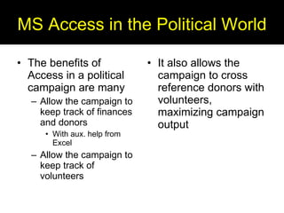 Political Access Practical Applications Of Access | PPT