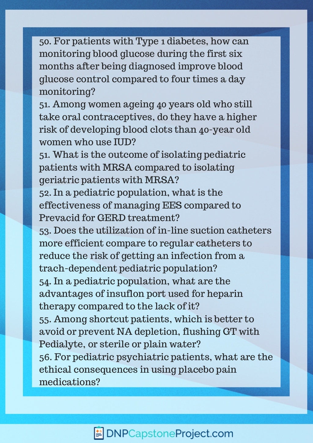 100 Useful Pico Questions for Nursing Research