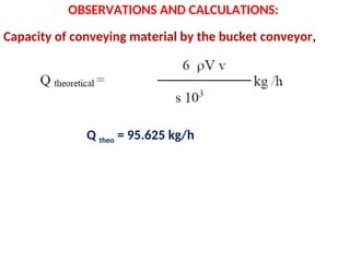 Practical 13 Determination of Capacity of a bucket conveyor and its ...