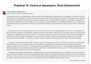 Practical 14- Contra el desamparo, Perla Zelmanovich
 