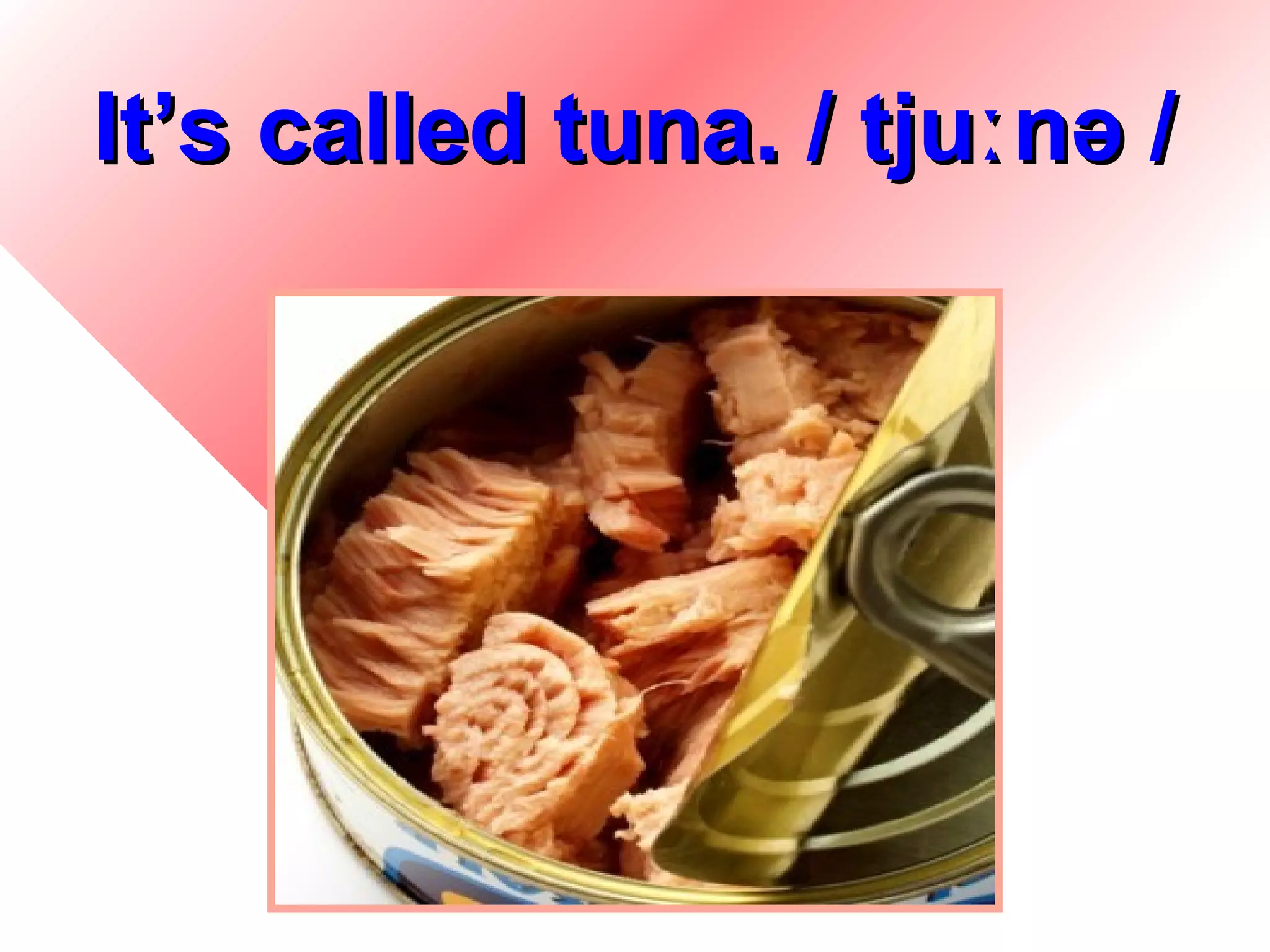 It’s called tuna. / tjuː nə /




                      15
 