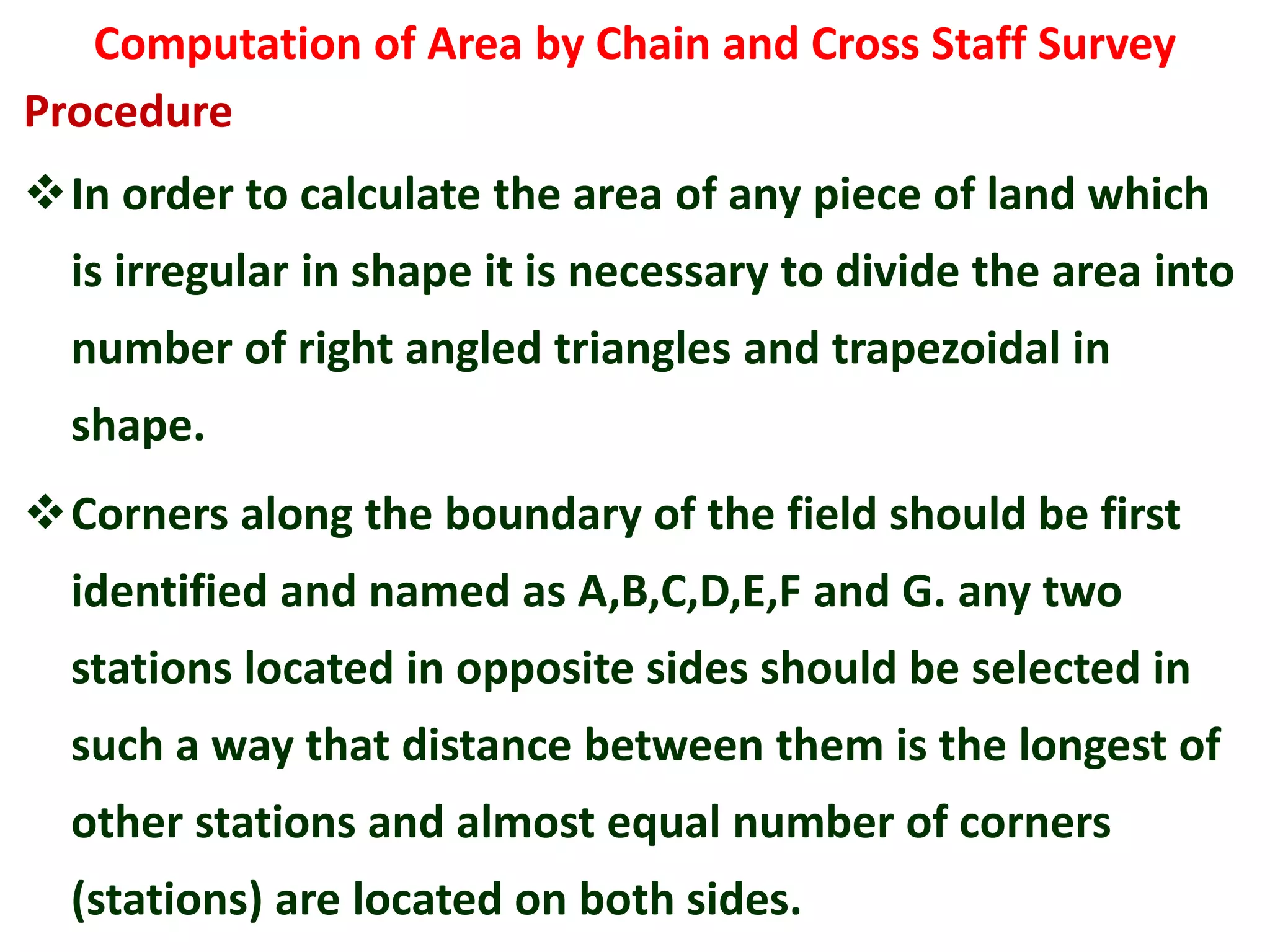 Practical 2 Chain and Compass Surveying - Computation of areas.ppt ...