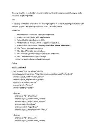 Practical4 (1).pdf Drawing Graphics in android creating animations with ...