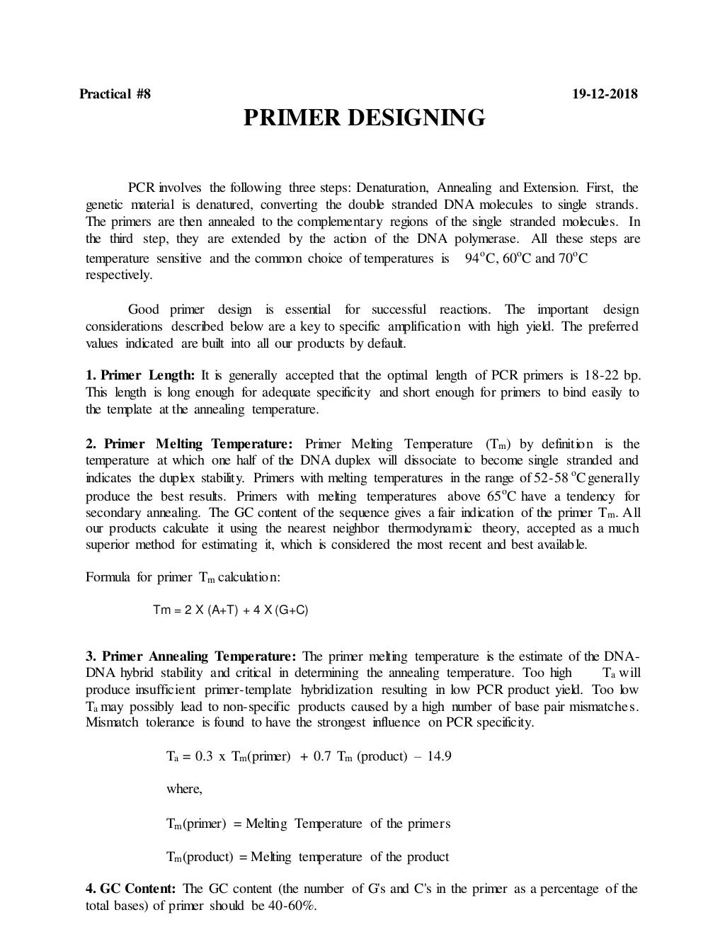Primer Designing Practical