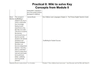 Practical 8: Wiki to solve Key
Concepts from Module II
 