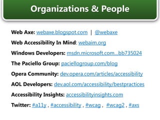 Normal ReadingForms Edit ModeSpeaks the content of an entire windowMost users skip through content via shortcut keysTurns on when focusing on a form controlUsers then TAB from one field or control to anotherThey do not hear any text that is not part of a fieldScreen Reader Modes