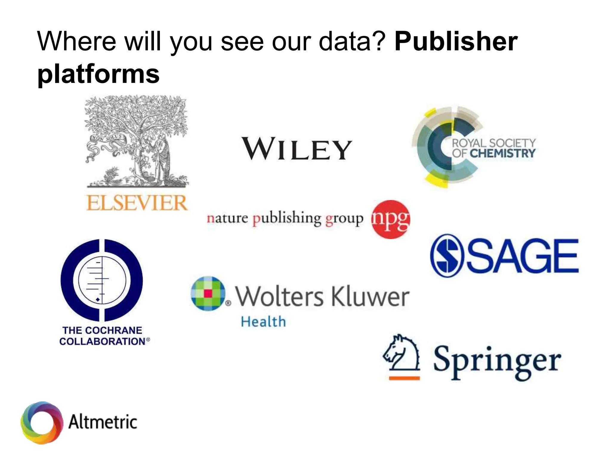 Where will you see our data? Publisher
platforms
 