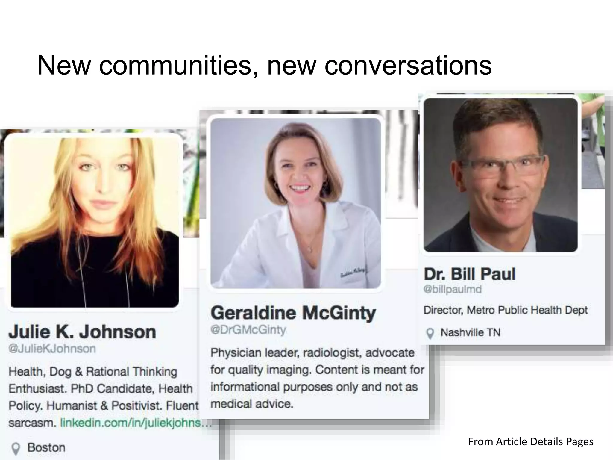New communities, new conversations
From Article Details Pages
 