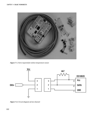 CHAPTER 7 „ ONLINE THERMOMETER
Figure 7-1. Parts required for online temperature sensor
Figure 7-2. Circuit diagram of one channel
102
 