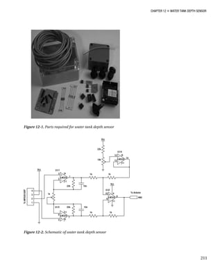 CHAPTER 12 „ WATER TANK DEPTH SENSOR
Figure 12-1. Parts required for water tank depth sensor
Figure 12-2. Schematic of water tank depth sensor
211
 