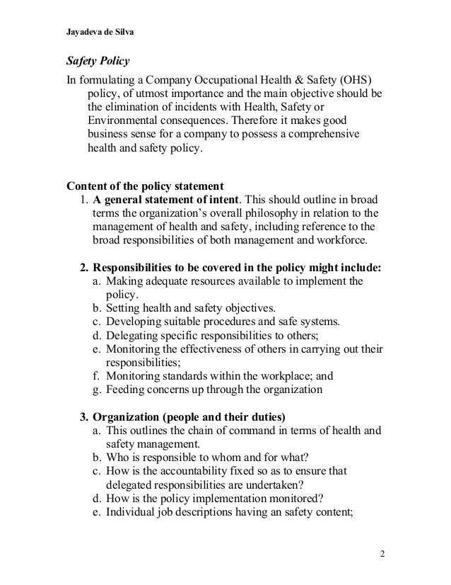 an outline of the health and safety policies and procedures of the work setting Planning for health and safety writing a health and safety policy points to include in emergency procedures work should not resume after an emergency if a. an outline of the health and safety policies and procedures of the work setting Planning for health and safety writing a health and safety policy points to include in emergency procedures work should not resume after an emergency if a.