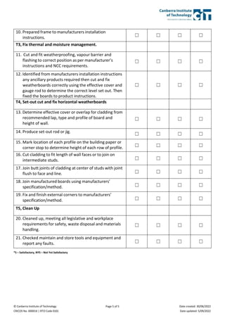Practical Assessment 1 - Install horizontal weatherboards | DOCX