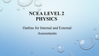 NCEA LEVEL 2
PHYSICS
Outline for Internal and External
Assessments
 