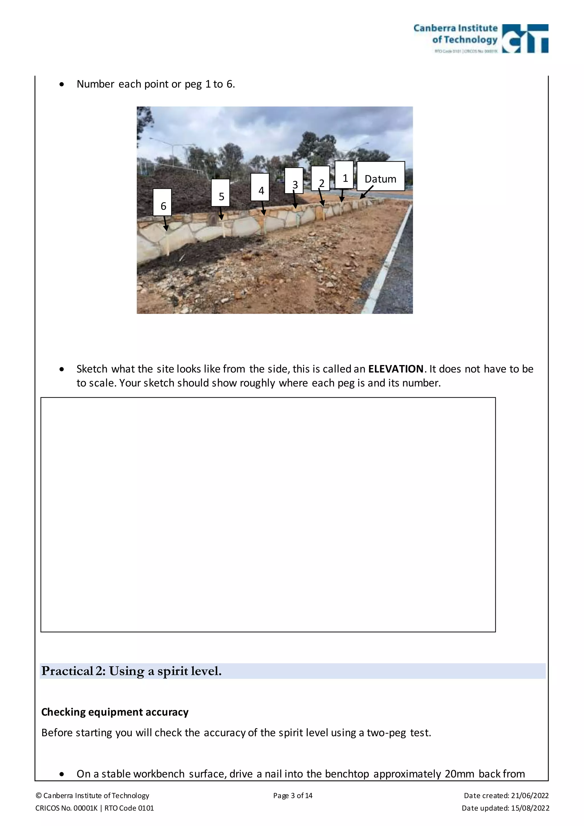 Practical Assessment - Apply Basic Levelling Procedures | DOCX