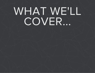 WHAT WE'LL 
COVER... 
 
