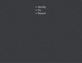Identify 
Fix 
Repeat 
 