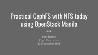 Practical CephFS with NFS today
using OpenStack Manila
Tom Barron
Ceph Day Berlin
12 November 2018
 