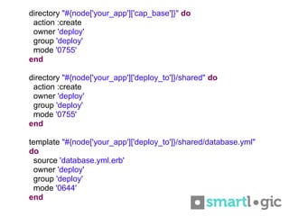 directory "#{node['your_app']['cap_base']}" do
 action :create
 owner 'deploy'
 group 'deploy'
 mode '0755'
end

directory...