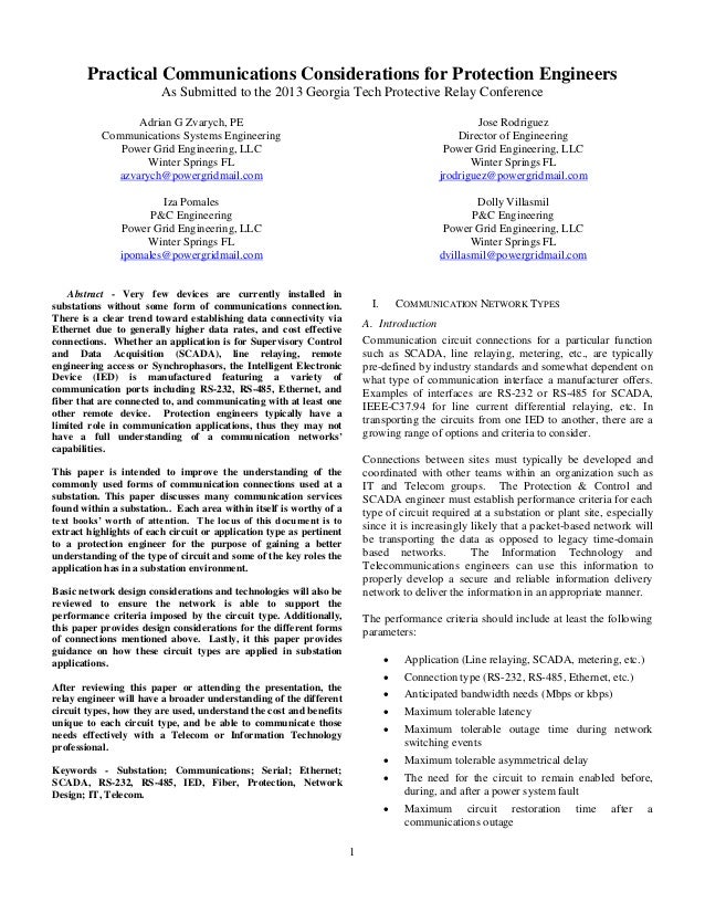 Practical Communications Considerations For Protection