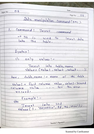 Practical file for DBMS | PDF