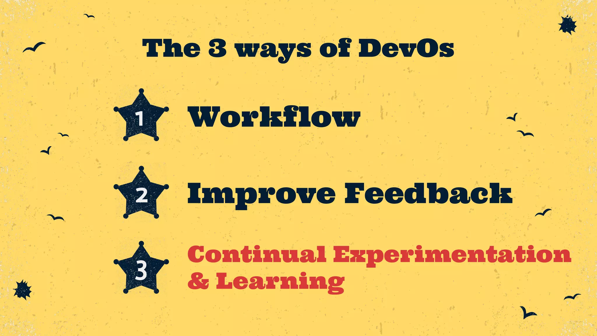 Workflow Improve Feedback Continual Experimentation & Learning The 3 ways of DevOs 1 3 2 
