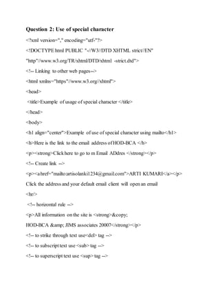 Practical file(XHTML)web designing | DOCX