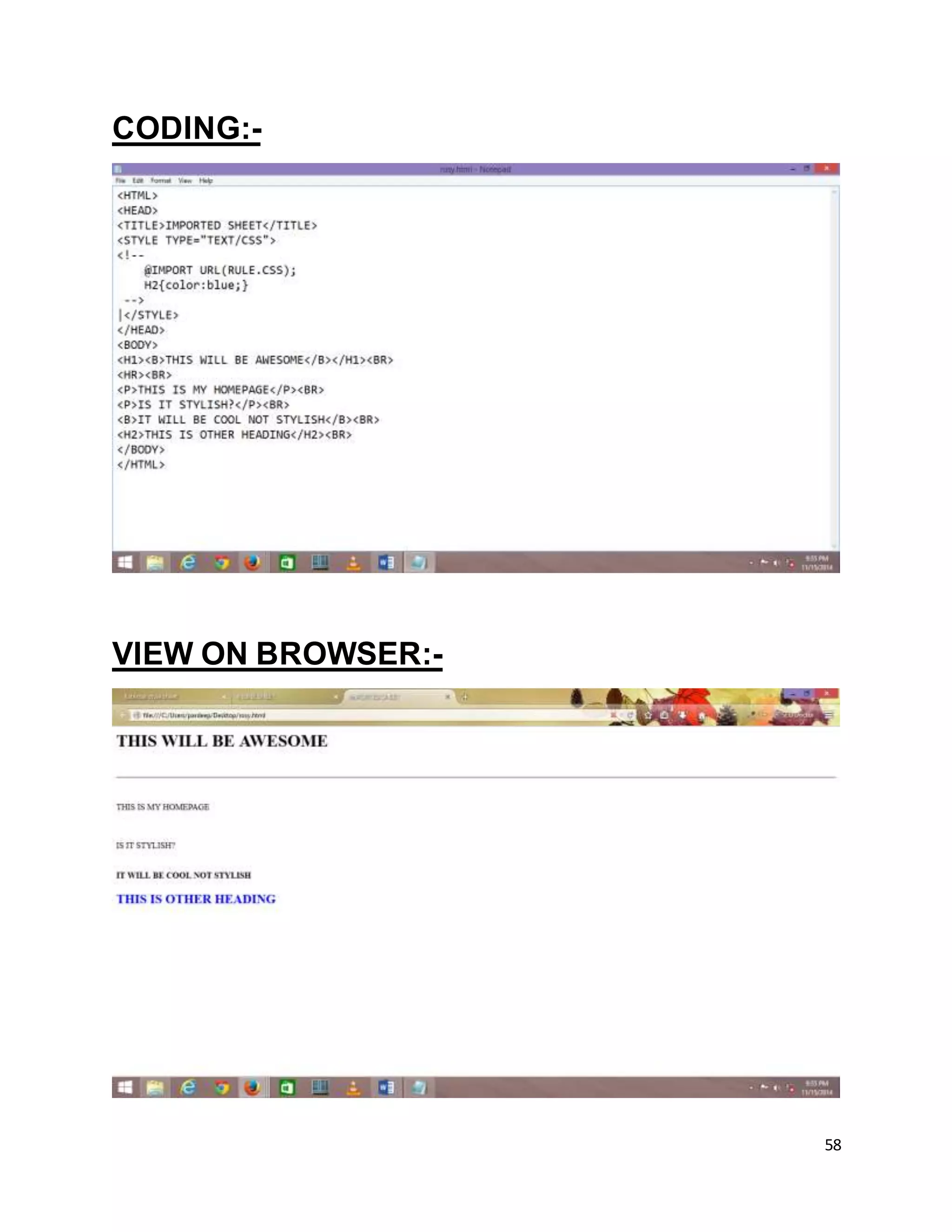 58
CODING:-
VIEW ON BROWSER:-
 