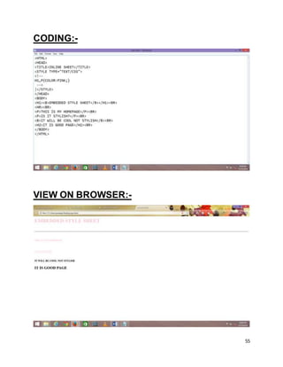 55
CODING:-
VIEW ON BROWSER:-
 