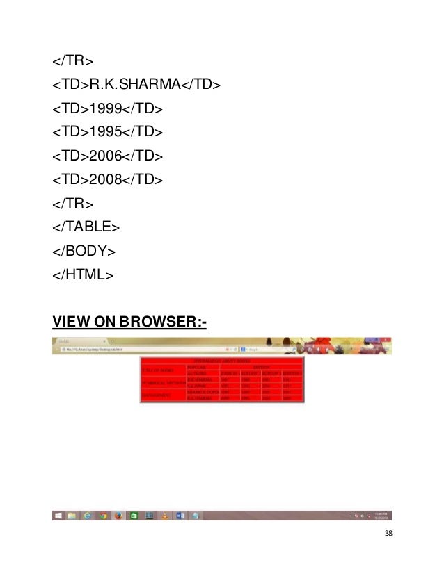 Practical File On Web Technology Html