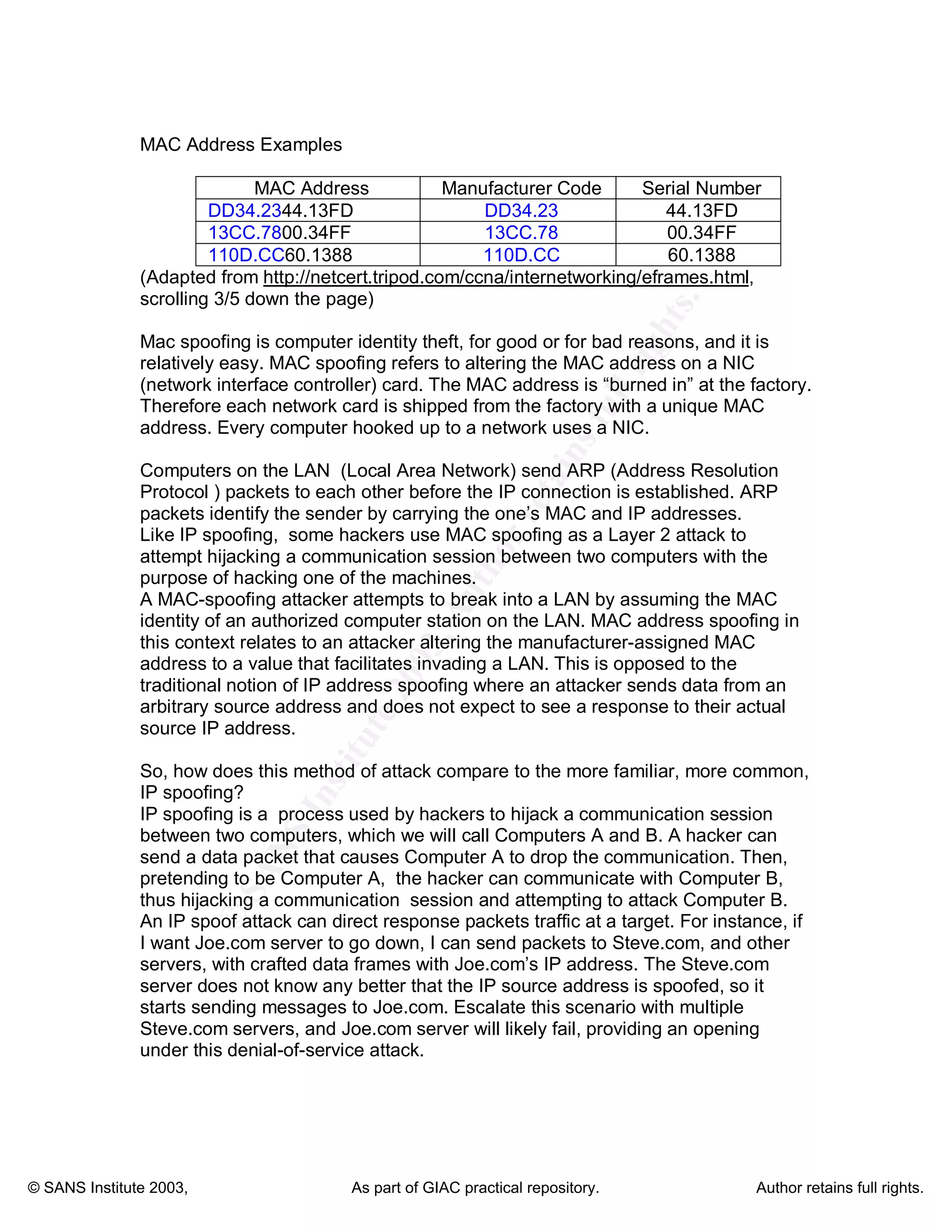 Practicalgsec Mac Spioofing