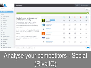 Analyse your competitors - Social
(RivalIQ)
 