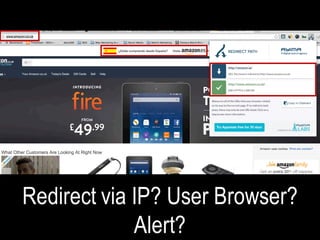 Redirect via IP? User Browser?
Alert?
 