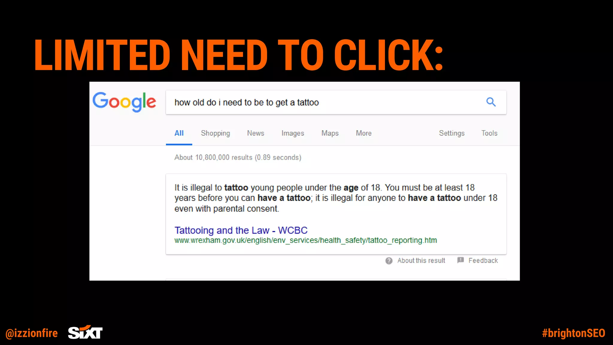 @izzionfire #brightonSEO
LIMITED NEED TO CLICK:
 