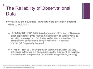 Practicalities of observational data Morales2016 | PPT