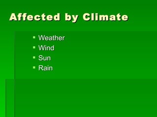 Affected by Climate Weather Wind Sun Rain 
