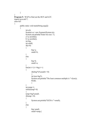 Practical List of Java lab manual of the java | PDF