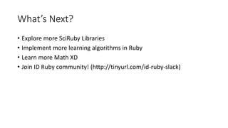 "Practical Machine Learning With Ruby" by Iqbal Farabi (ID Ruby ...