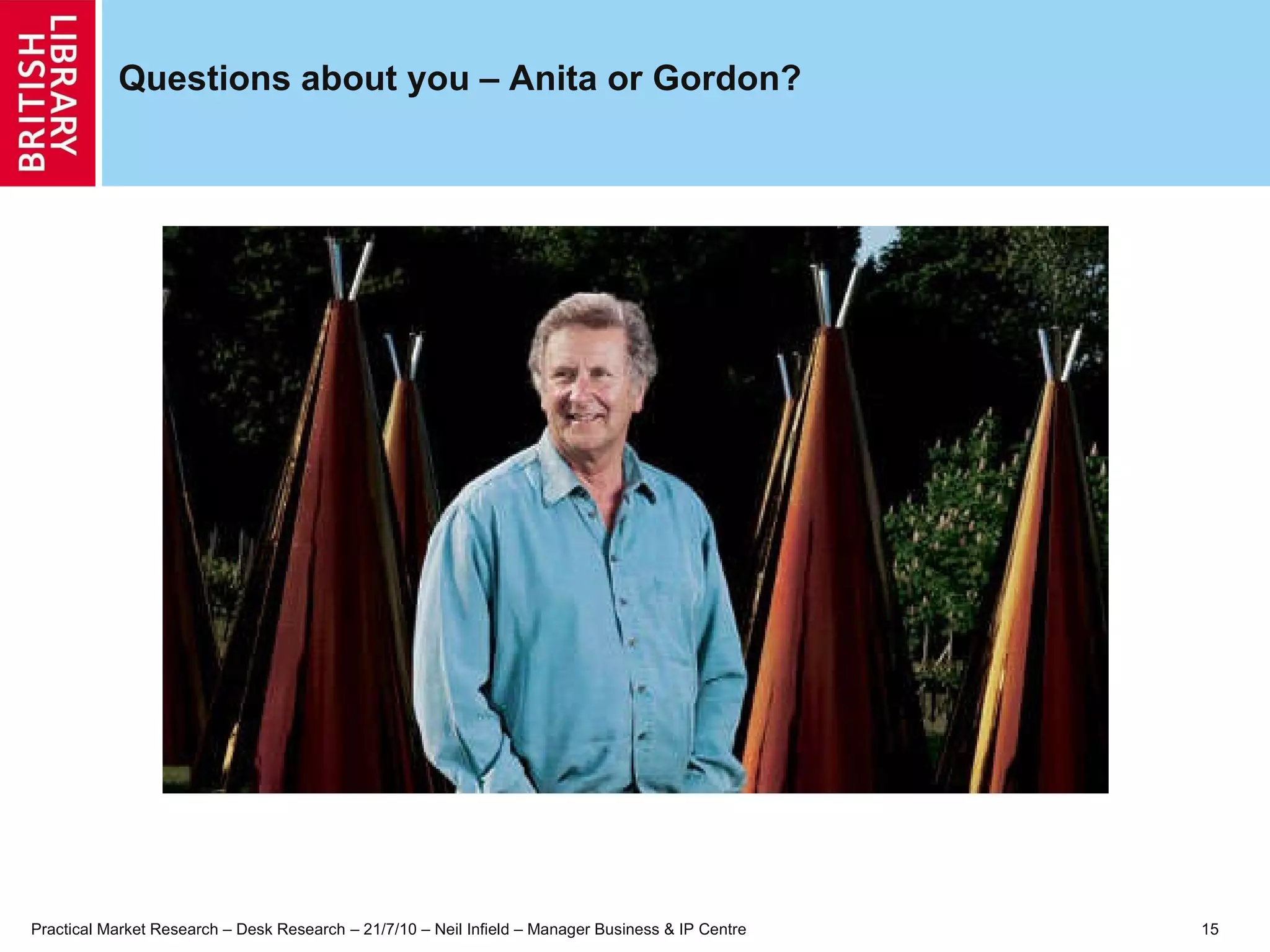 Questions about you – Anita or Gordon? 