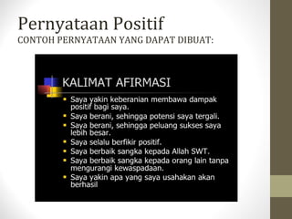 Pernyataan Positif
CONTOH PERNYATAAN YANG DAPAT DIBUAT:
 