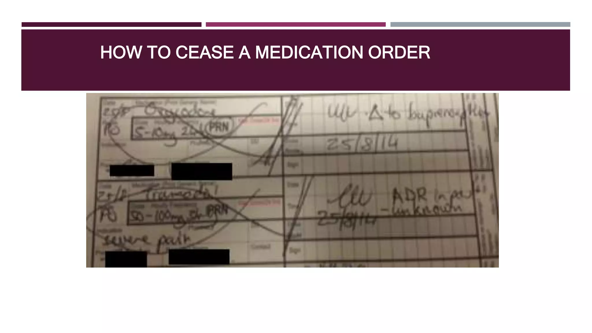 HOW TO CEASE A MEDICATION ORDER
 