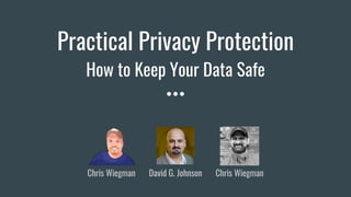 Practical Privacy Protection
How to Keep Your Data Safe
David G. JohnsonChris Wiegman Chris Wiegman
 