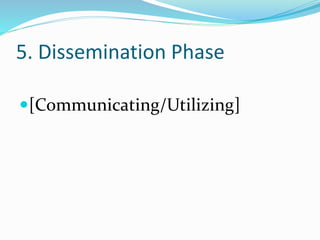 5. Dissemination Phase
[Communicating/Utilizing]
 