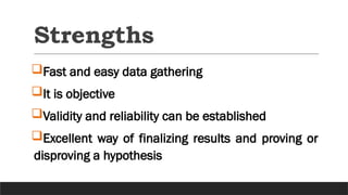 Characteristics, Strengths, Weaknesses of Quantitative Research | PPTX