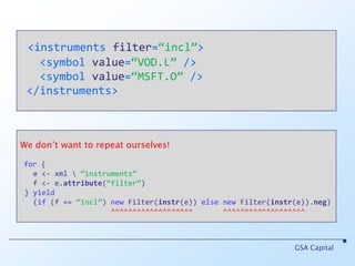 varcharges: Map[Ticker, Money] = Map.emptyimplicit valChargeCcy = Currency.USDdefnewTrade(trd: Trade) {charges += (trd.sym -> ( ~charges.get(trd.sym) |+|trd.charges)) } Where we have defined our own thusimplicit defMoneyZero(implicit ccy: Currency) : Zero[Money]  = zero(Money.zero(ccy))implicit valMoneySemigroup: Semigroup[Money] = semigroup(_ add _)GSA Capital